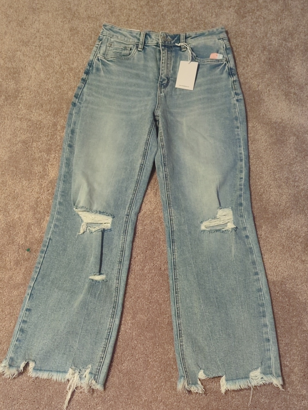 Light Blue Distressed Wide-Leg Jeans — Women's Flare